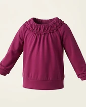 Girls Ruffled Neck Long Sleeve Top