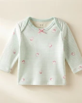 Little Me Striped Cupcake Print Long Sleeve Top
