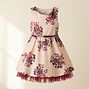 Beautees Floral Print Dress with Tulle Hem and Belt