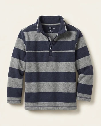 Striped Quarter-Zip Fleece Pullover