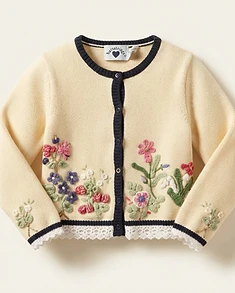Vintage Embroidered Floral Cardigan Sweater