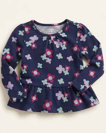 Floral Peplum Long Sleeve Top