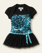 Ruched Floral Tulle Dress