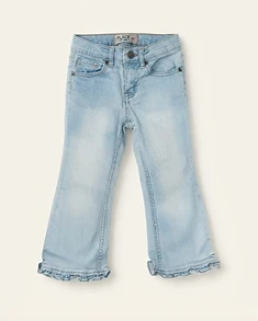 Light Wash Ruffle Hem Denim Jeans