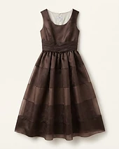 Brown Satin & Organza Party Dress