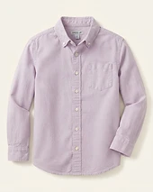 Button-down long sleeve linen-blend shirt