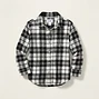 Black and White Plaid Flannel Button-Down Shirt