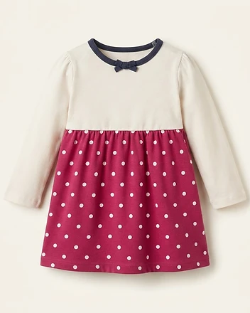 Long-sleeve polka dot dress