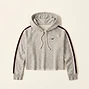 Hollister Heather Grey Crop Hoodie with Side Stripe