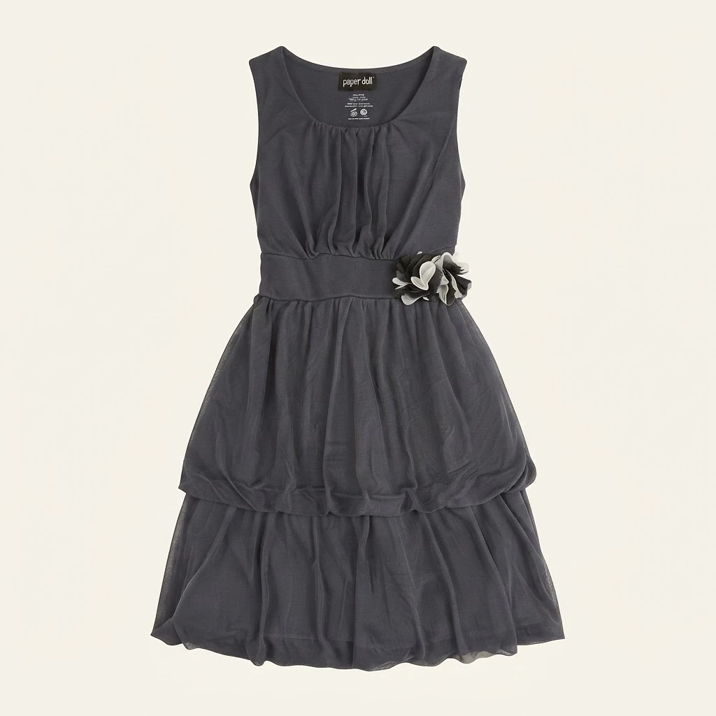 Paper Doll Tiered Sleeveless Dress with Flower Accent