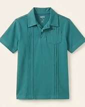 Pleated Front Short Sleeve Polo Shirt