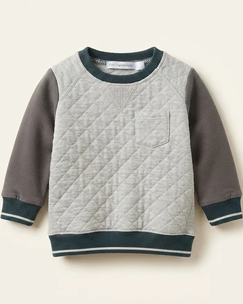 Quilted colorblock pullover