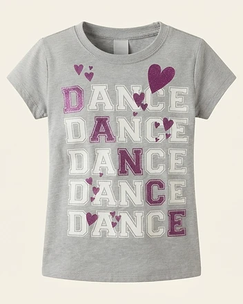 Girls Dance Graphic Glitter T-Shirt