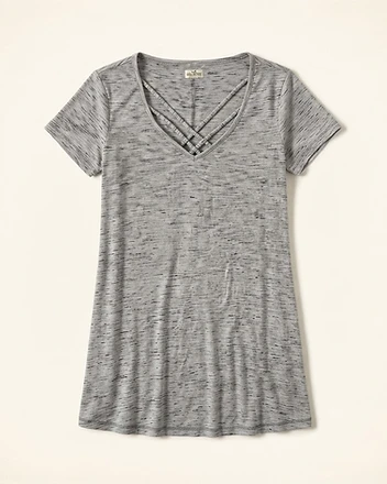 Short Sleeve Strappy Neck T-Shirt Dress