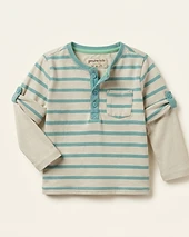 Striped Henley Long Sleeve Shirt