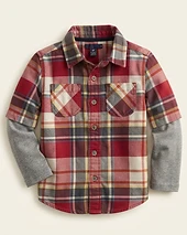Boys Plaid Long Sleeve Button-Down Shirt