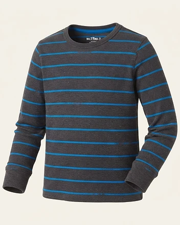 Long-sleeve striped thermal top
