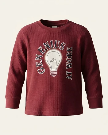 Genius At Work Graphic Waffle Knit Shirt