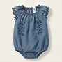 Embroidered Chambray Bubble Romper