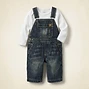 Baby Boys Denim Overalls and Long Sleeve Onesie Set