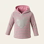 Striped Thermal Hoodie with Glitter Heart