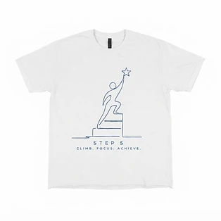 Step 5 Performance T-Shirt, White / Royal Blue