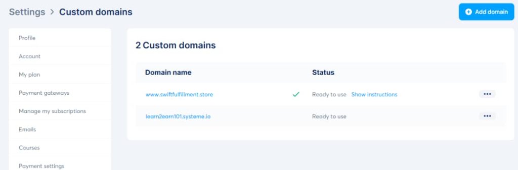 Swiftfulfilment + Learn2Earn — Systeme.io Custom Domains