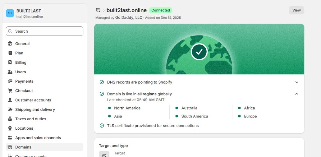 Built2Last Online — Shopify Domain Connect