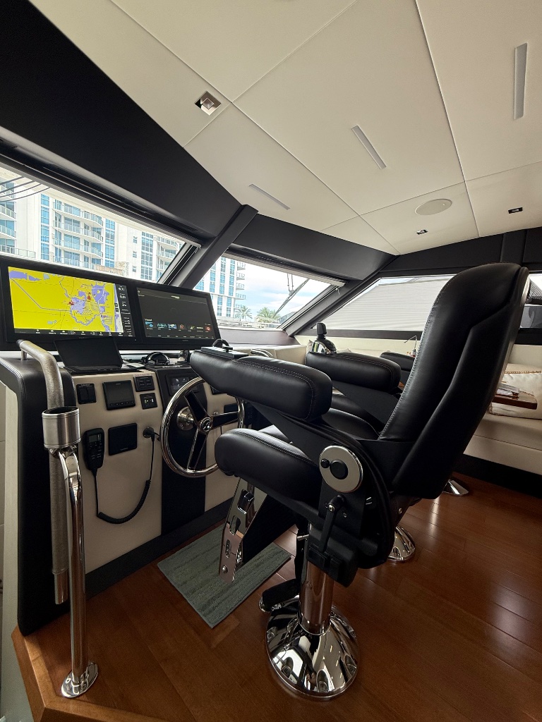 Yacht helm station polished and detailed as part of pre-FLIBS interior presentation