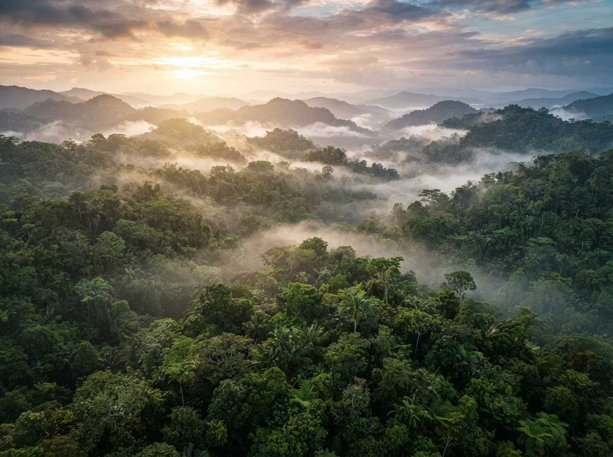 Rainforest canopy at dawn