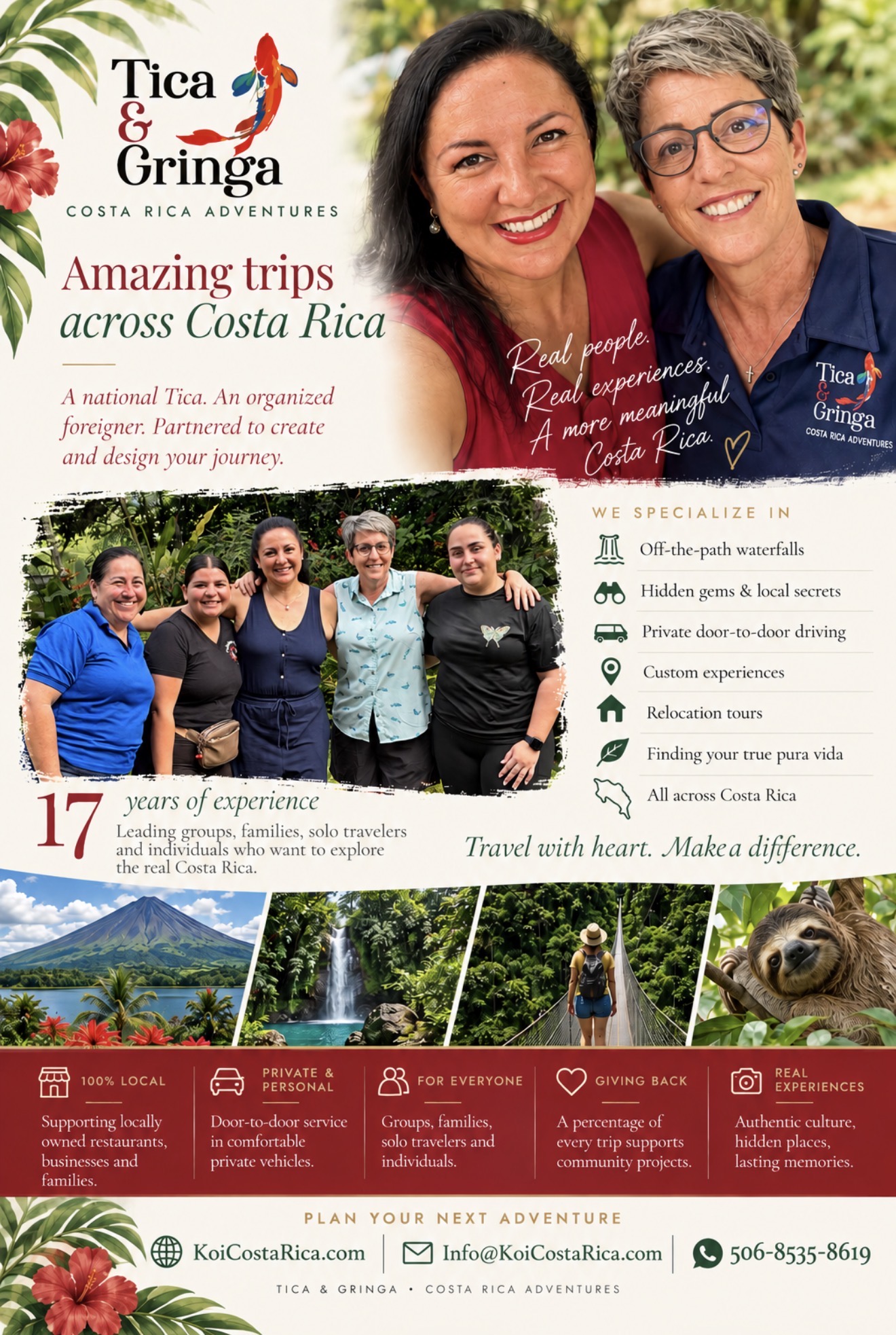 Tica & Gringa Costa Rica Adventures promotional flyer