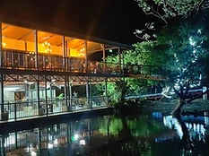 Restaurant Sea Salt at night overlooking the lake