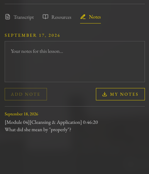 Notes tab