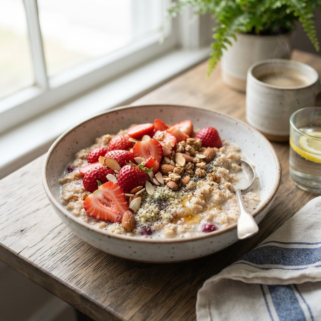 Strawberry Oat Breakfast Bowl