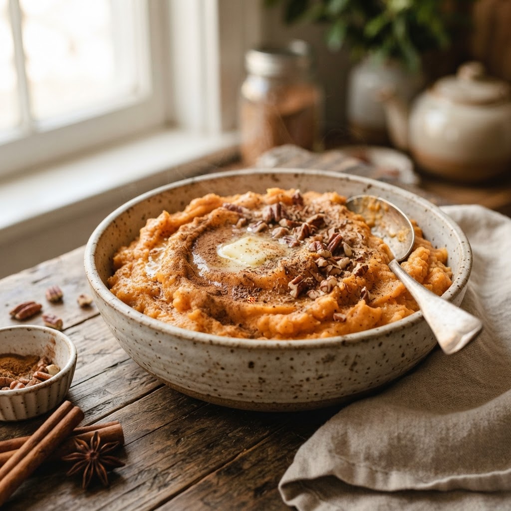 Mashed Sweet Potatoes with Cinnamon
