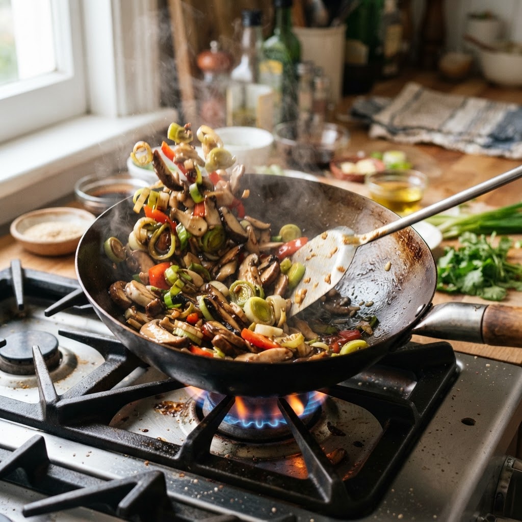 Leek and Mushroom Stir-Fry