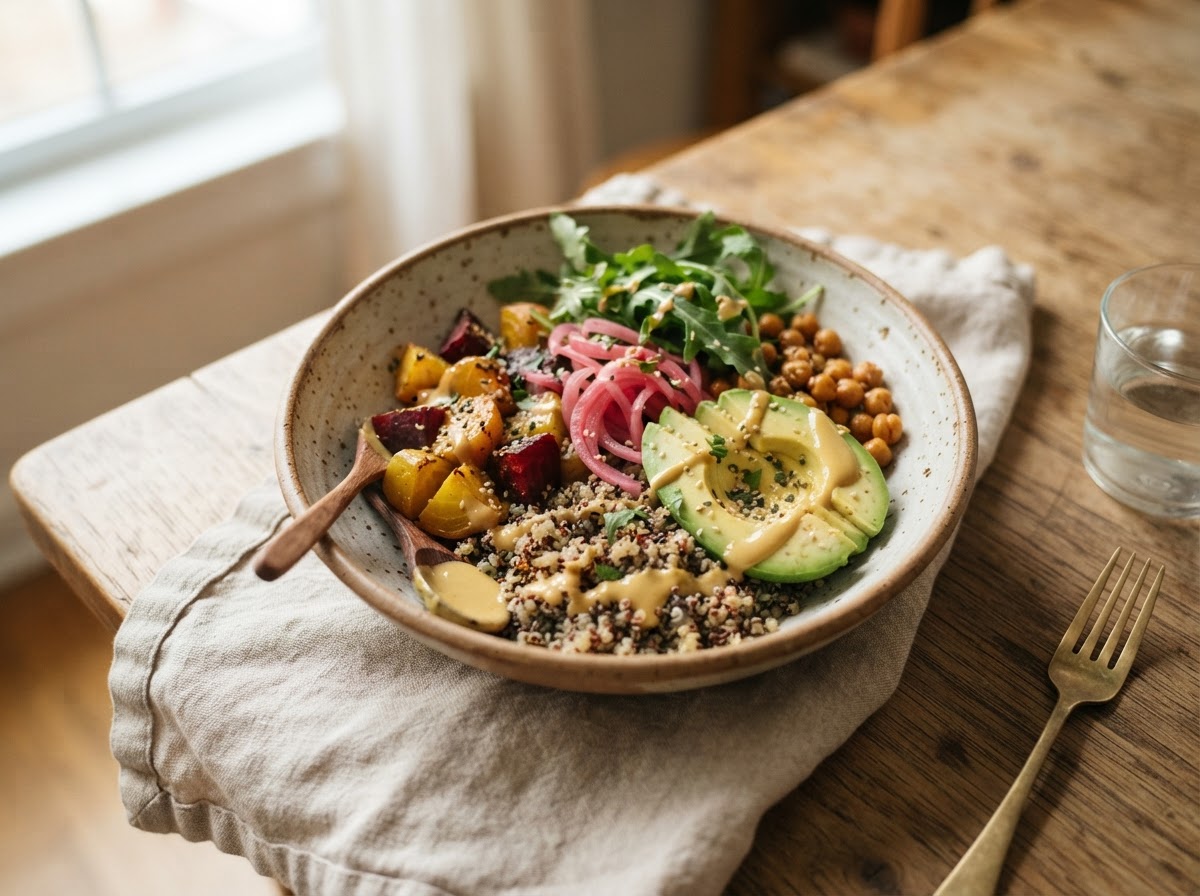Quinoa Power Bowl with Tahini Dressing
