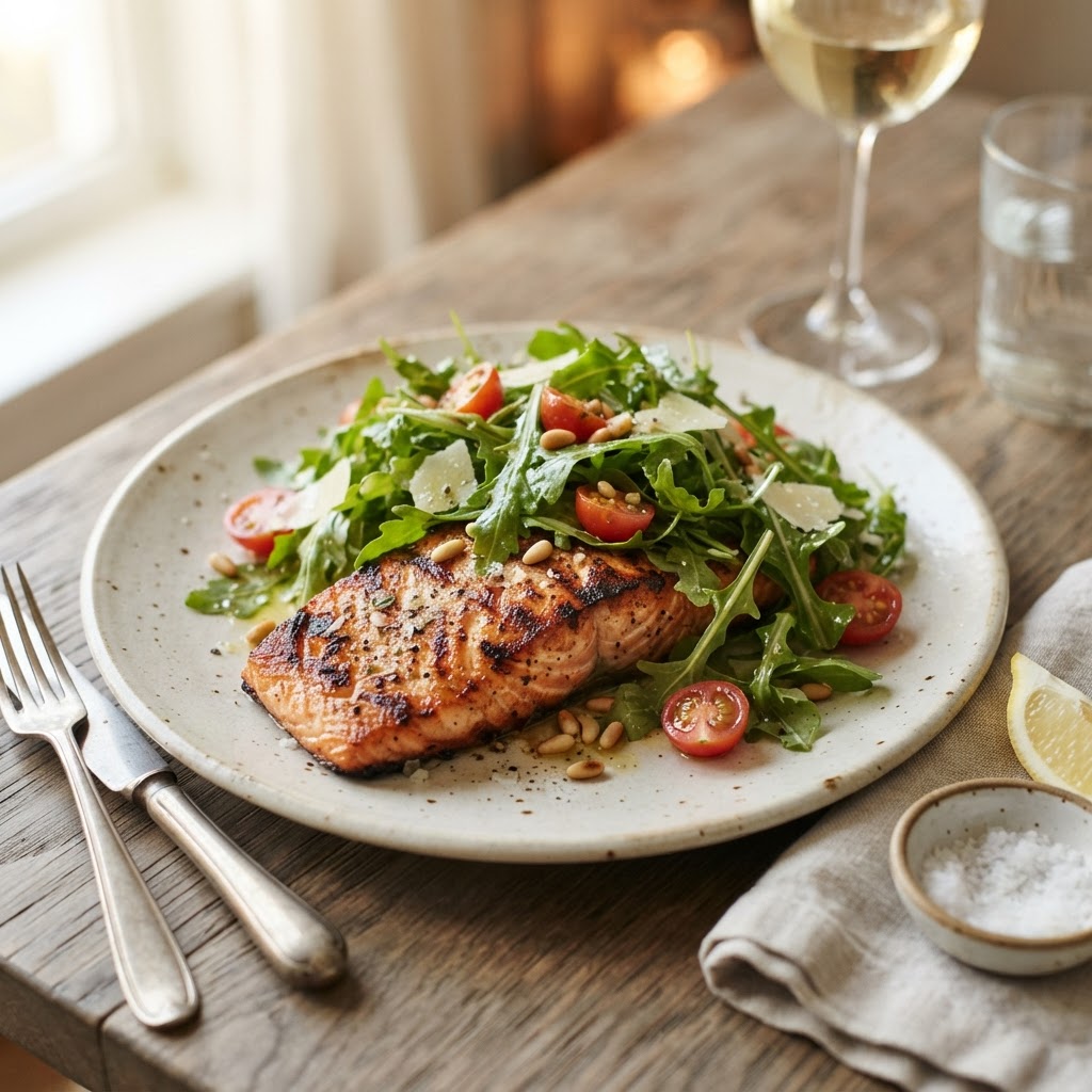 Arugula Topped Salmon