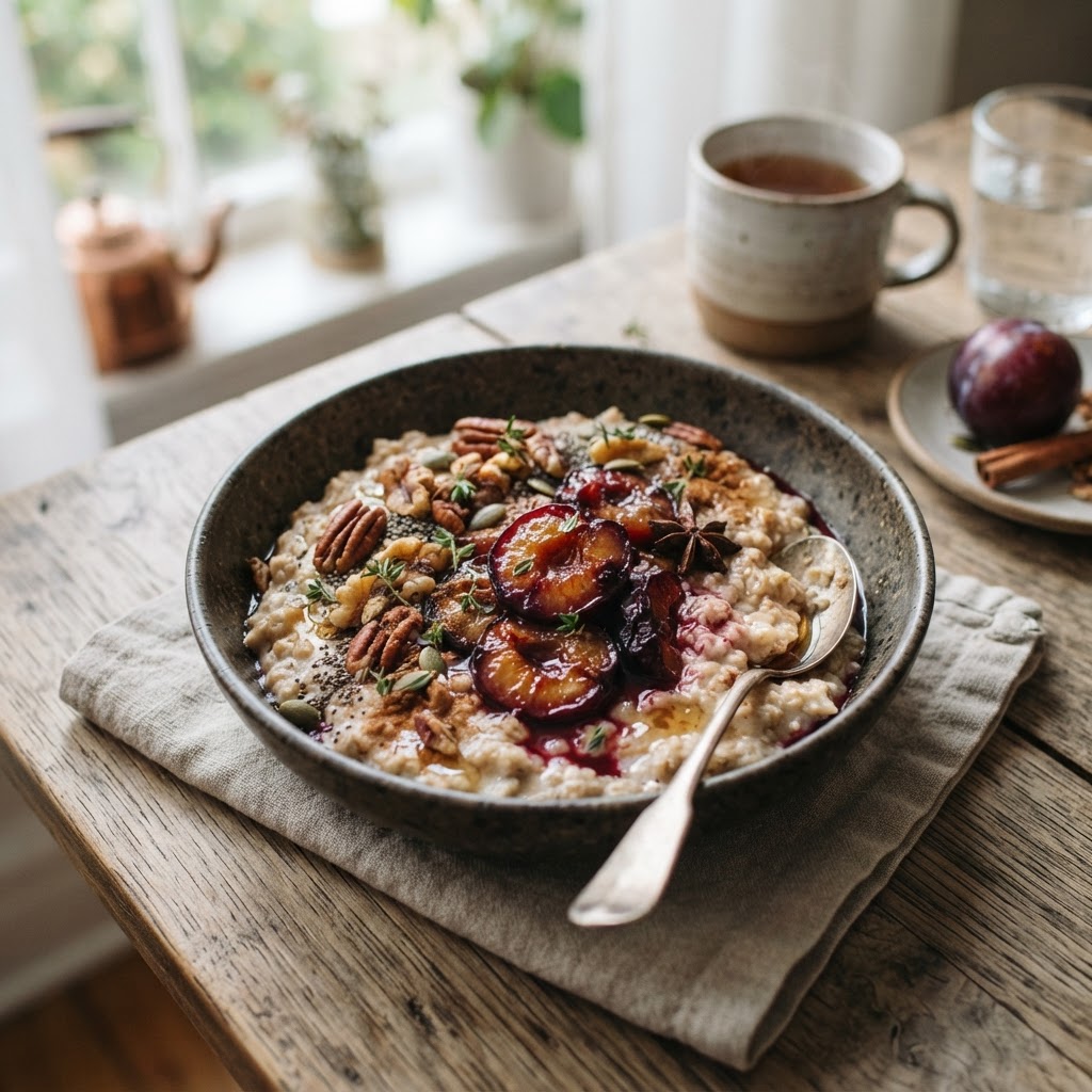 Spiced Plum and Oat Bowl