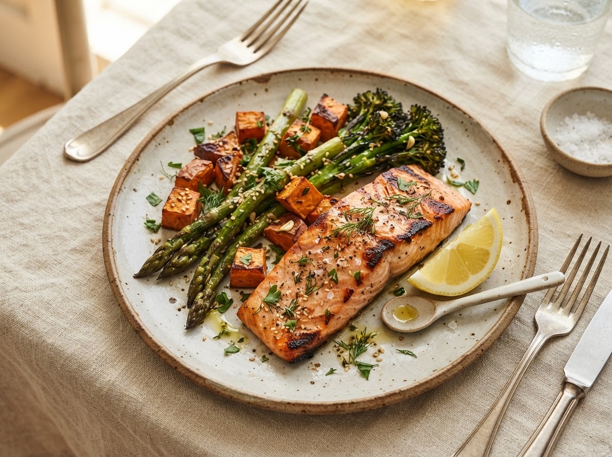 Herb-Crusted Salmon with Roasted Vegetables
