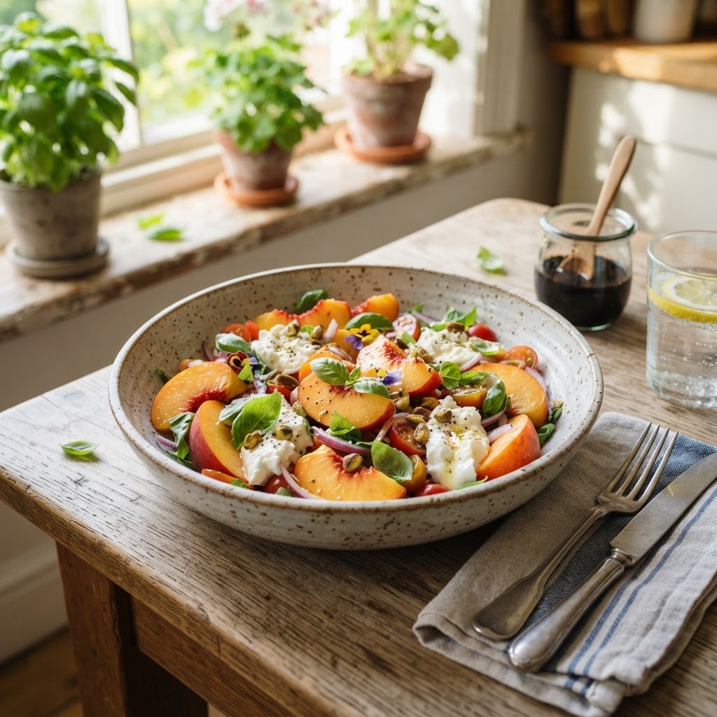 Peach Basil Salad