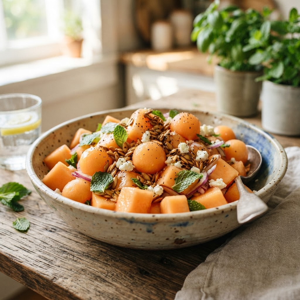 Cantaloupe Salad with Seeds