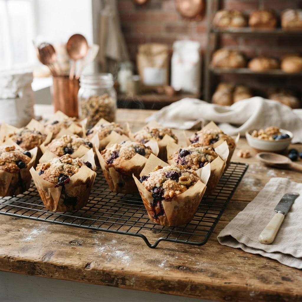 Blueberry Walnut Recovery Muffins