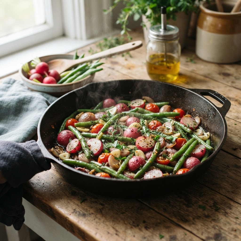 Radish and Green Bean Sauté