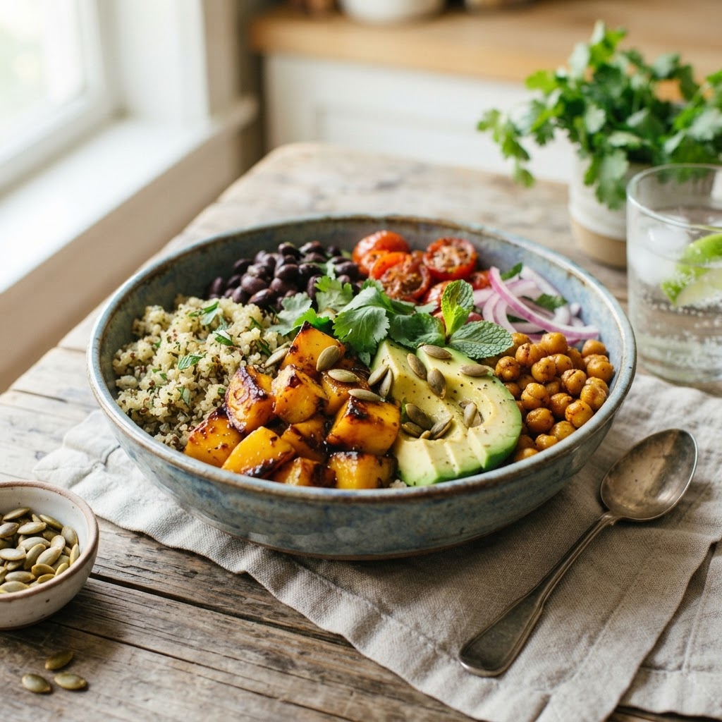 Roasted Mango Quinoa Bowl