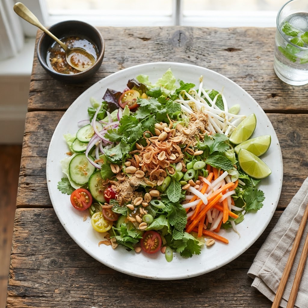 Cambodian Herb Salad with Lime Fish Sauce Dressing