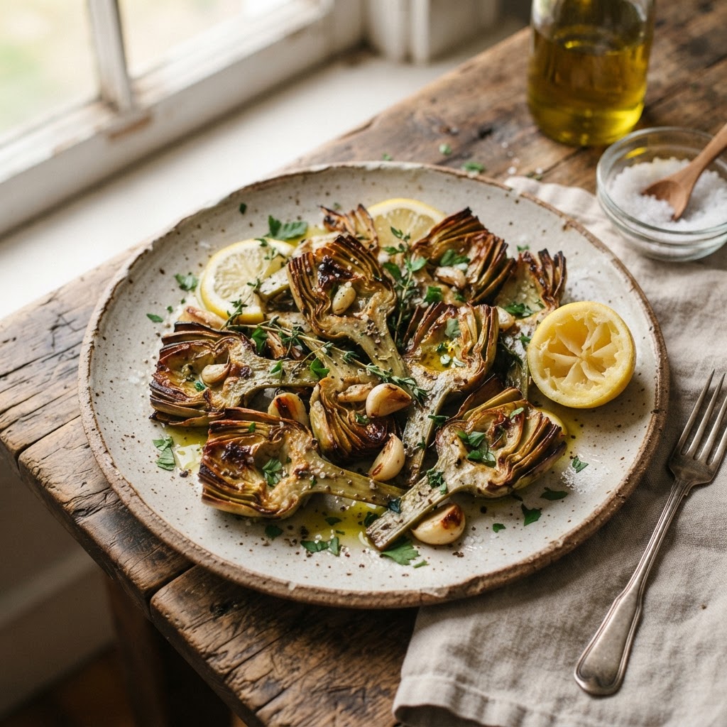 Roasted Artichoke Hearts with Garlic and Lemon