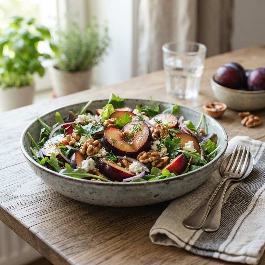 Plum and Walnut Salad