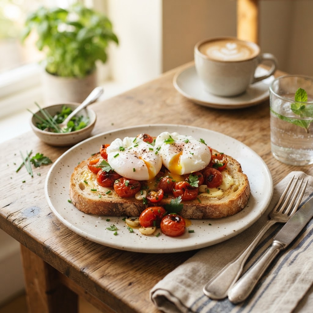 Tomato Herb Poached Eggs