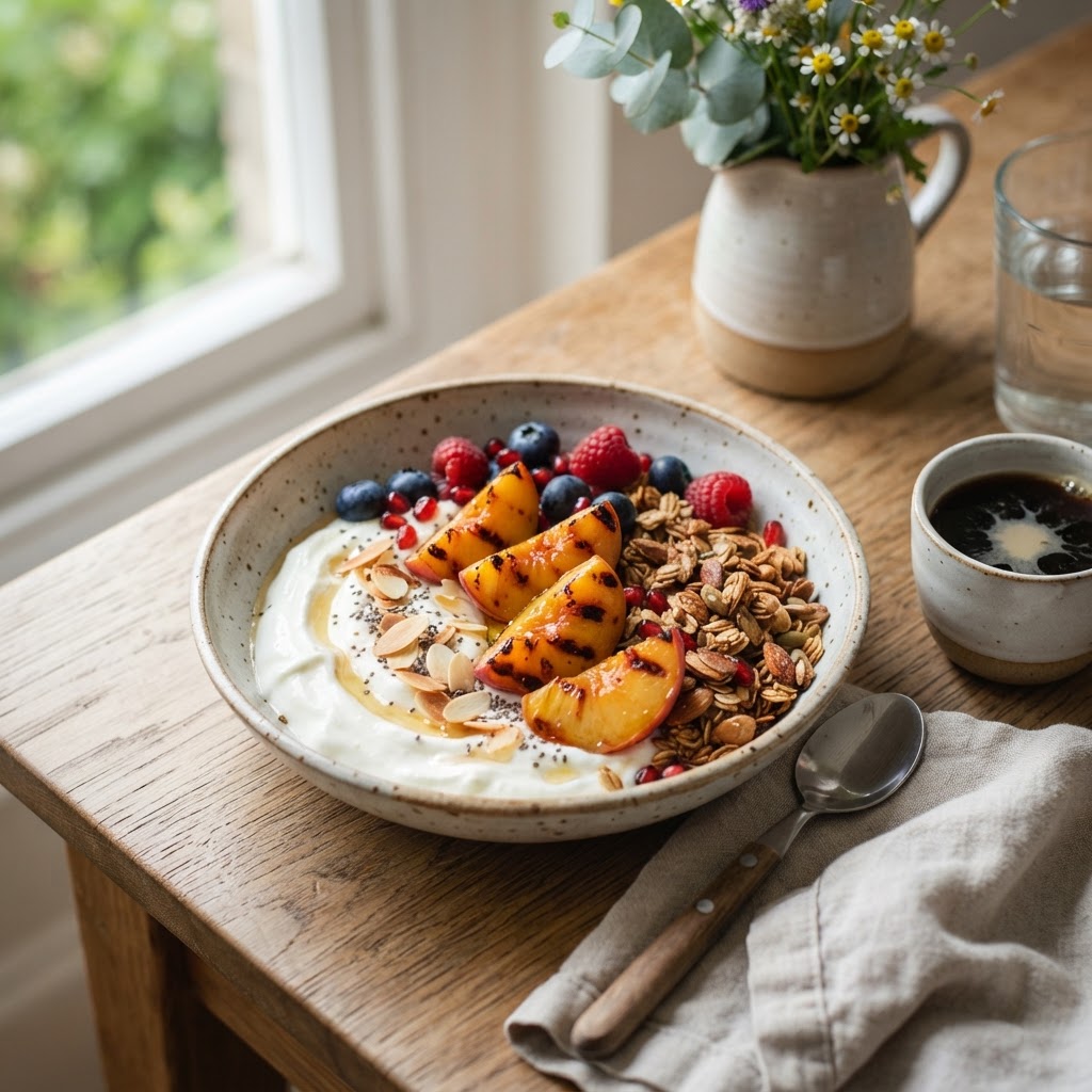 Grilled Nectarine Breakfast Bowl